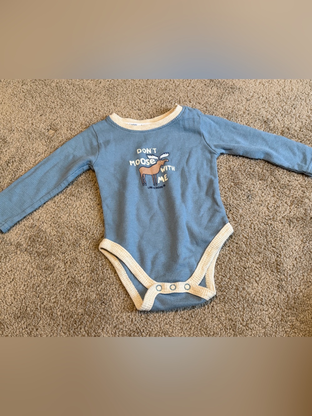Life is Good Baby Boys Girls Size 6-9 M Shirt Top Don’t Moose With Me Bodysuit